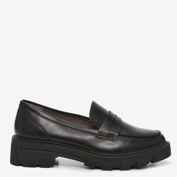 Loafer Black Lug Sole Chunky Penny Crown Vtg 8W Preppy Streetwear Classic Casual - Picture 3 of 8